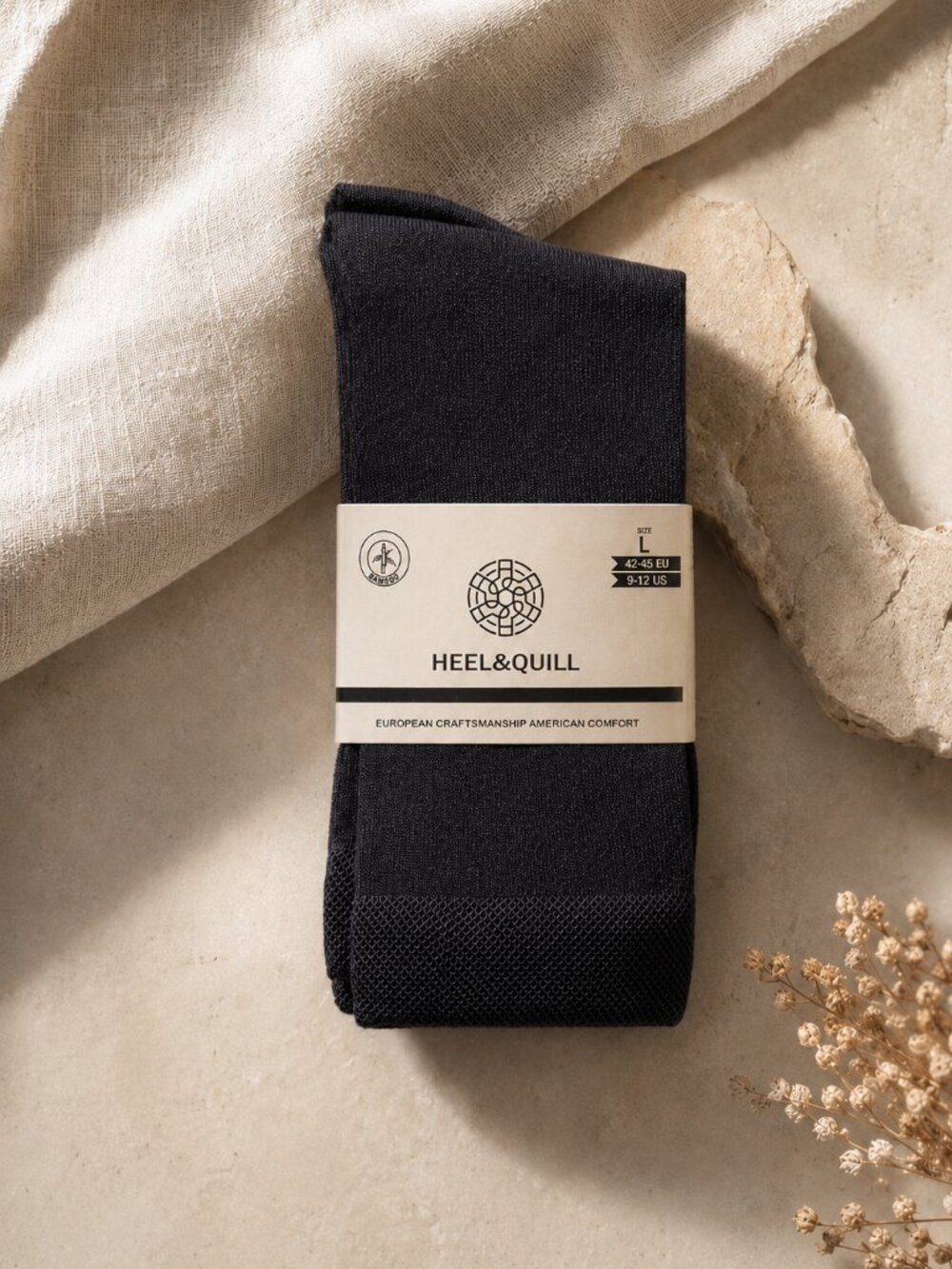 Men's Black Bamboo Crew Socks - 3 Pack